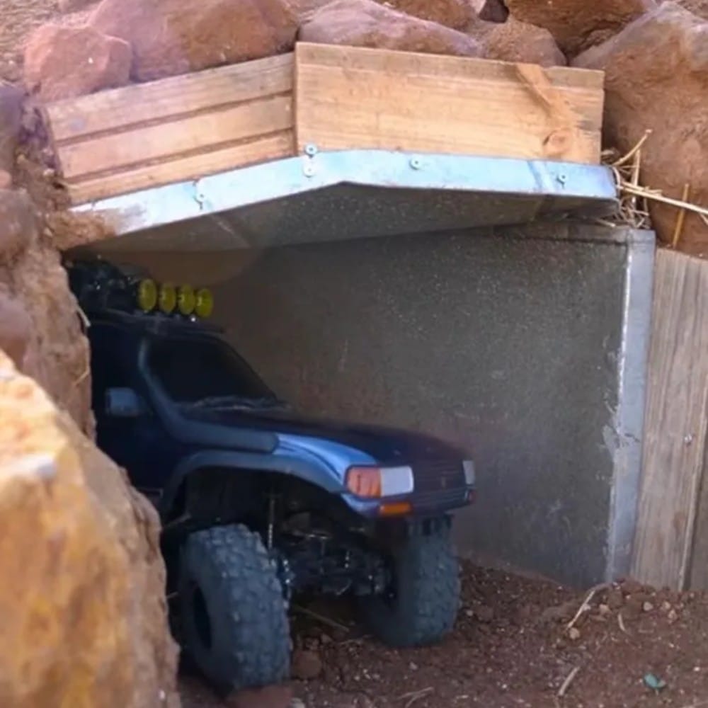 A remote-controlled truck on the off-road course at Bait Shaker